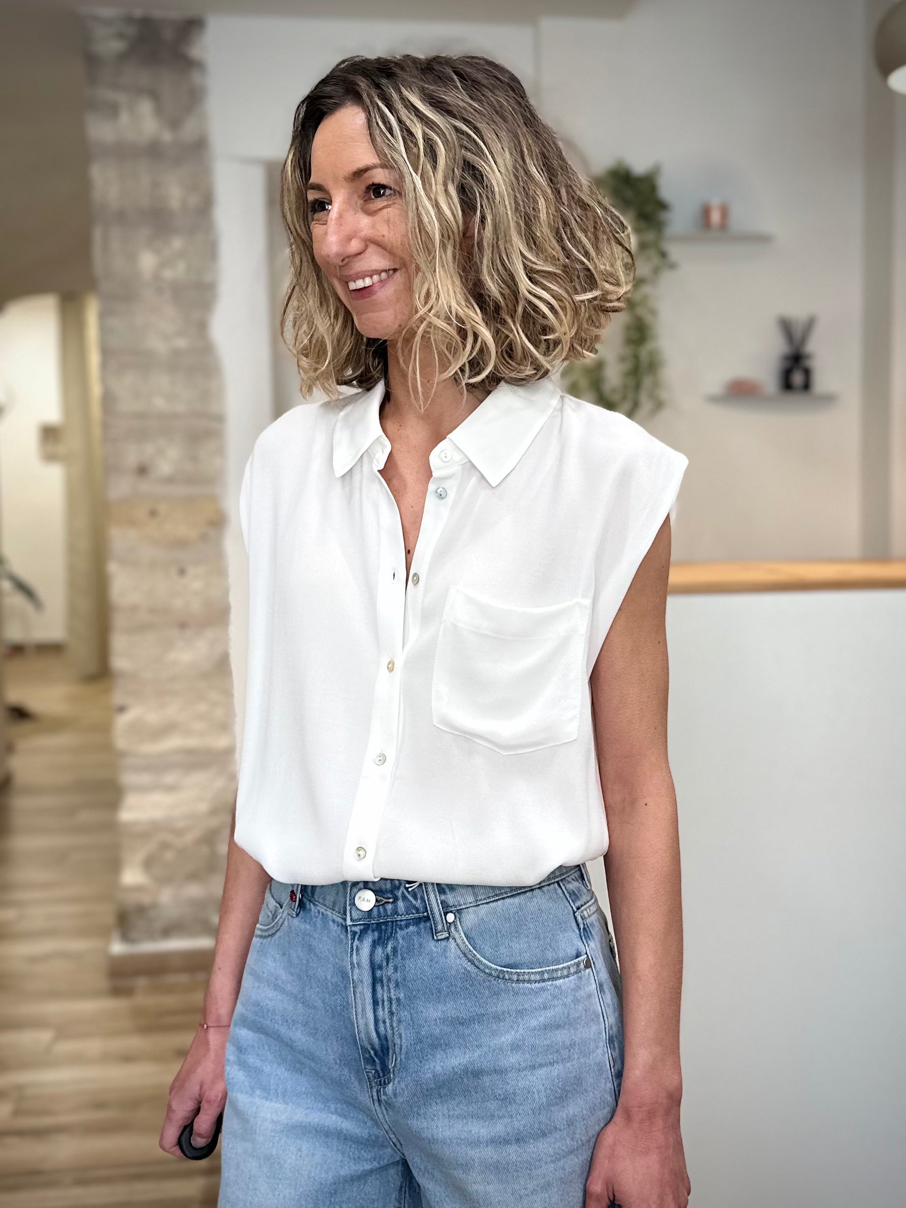 Chemise écru femme coupe ample légère 