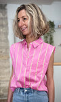 Chemise rayée vert fluo style moderne féminin 