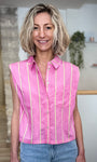 Chemise rose rayée style artistique casual chic 