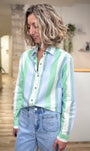 Chemise rayures vertes femme coton