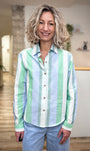 Chemise rayures vertes look printemps femme