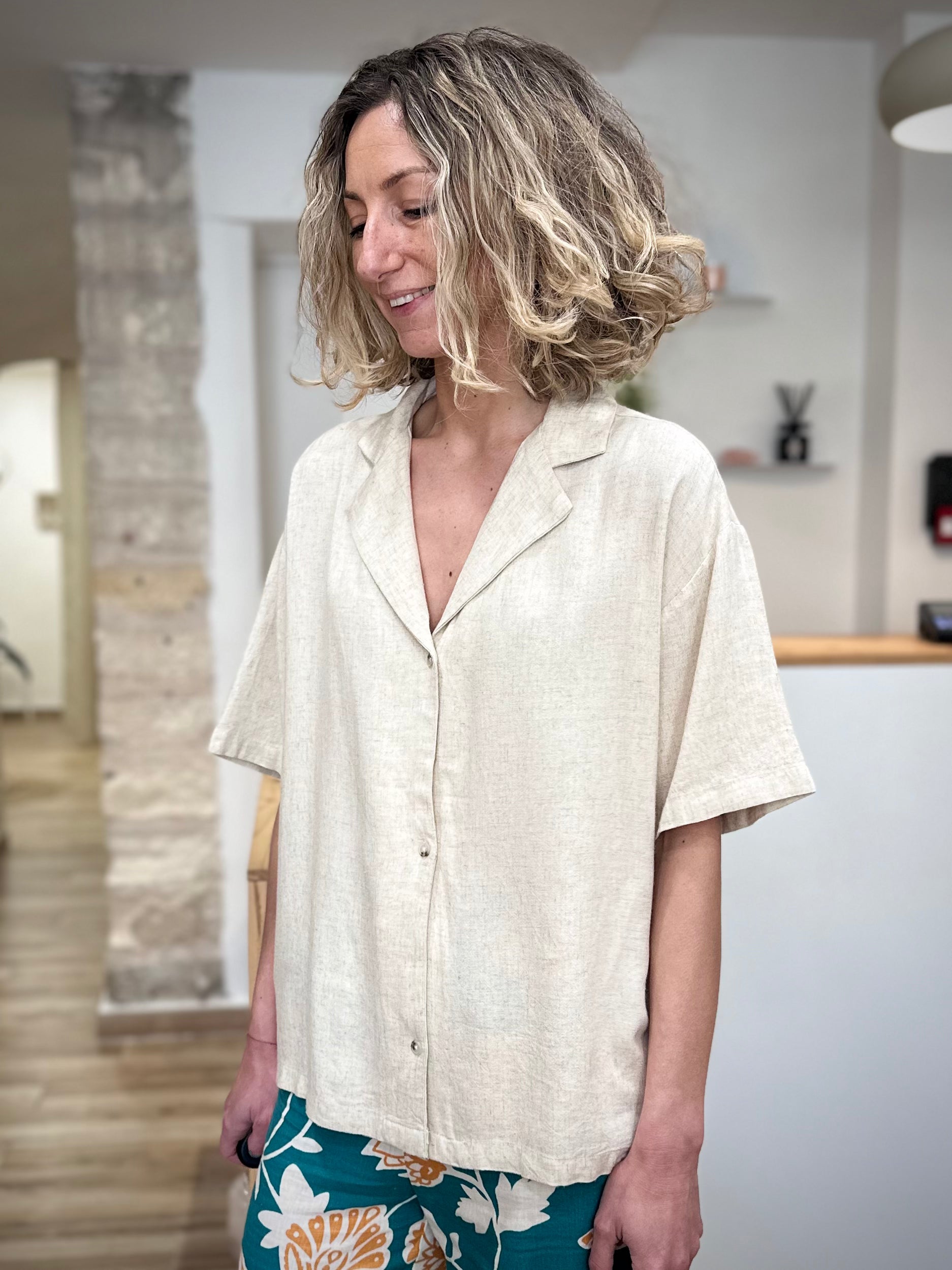 Chemise naturelle femme en lin et viscose 