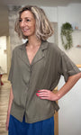 Blouse kaki fluide femme coupe relaxed 