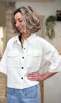 Chemise denim blanc femme coupe oversize