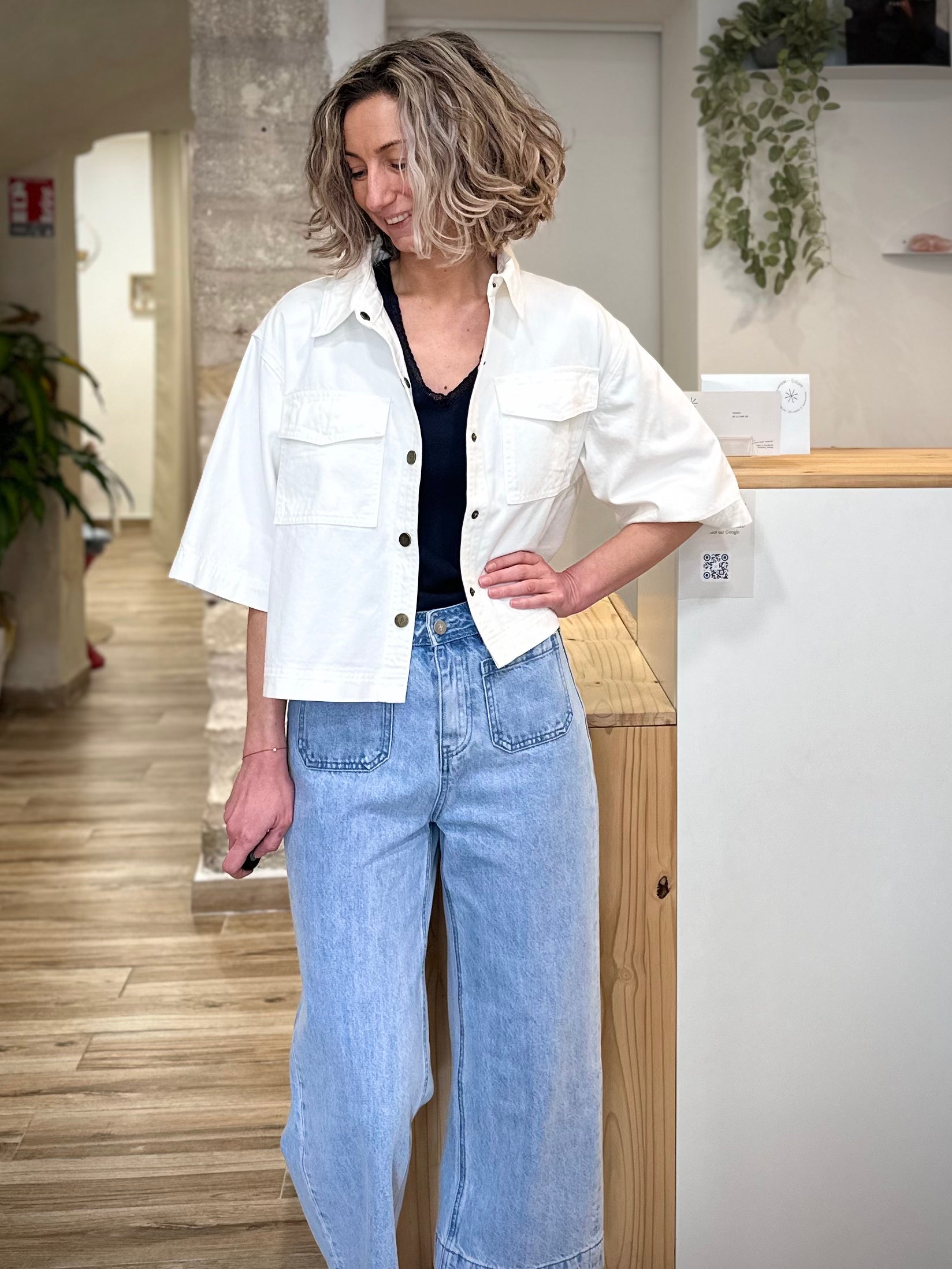Chemise femme denim blanc tenue casual chic