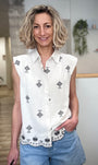 Blouse bohème femme avec finitions festonnées 