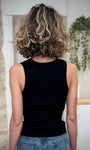 Débardeur noir femme coupe près du corps de dos