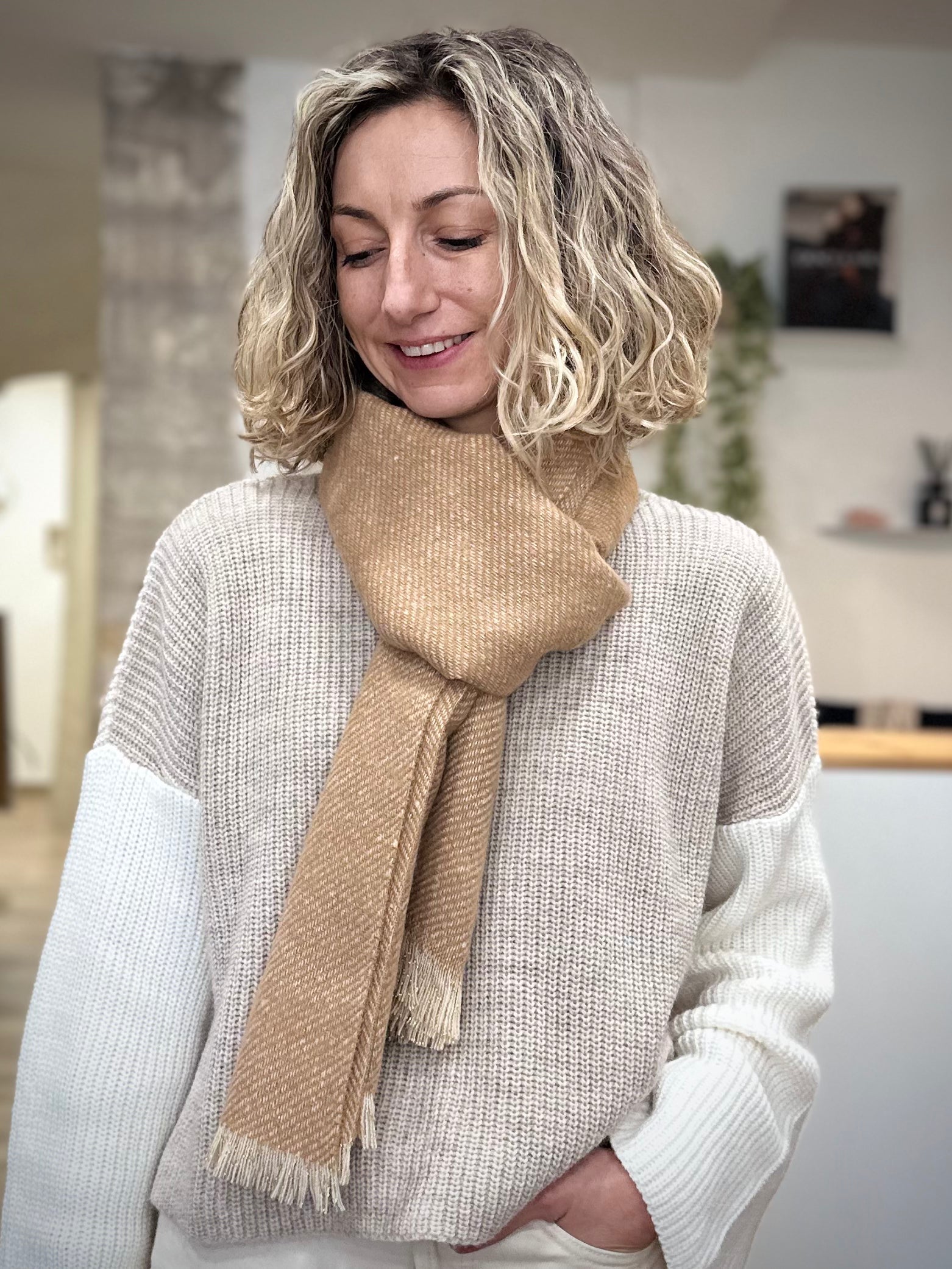 écharpe hiver femme Mira beige