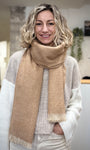 écharpe femme chic beige doré