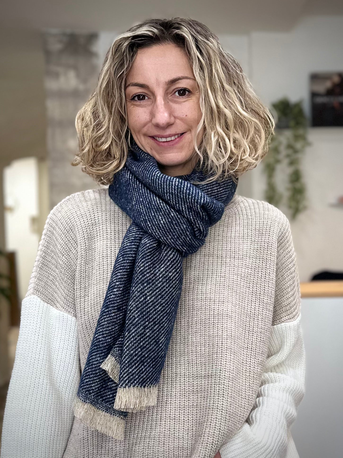 écharpe hiver femme bleu marine