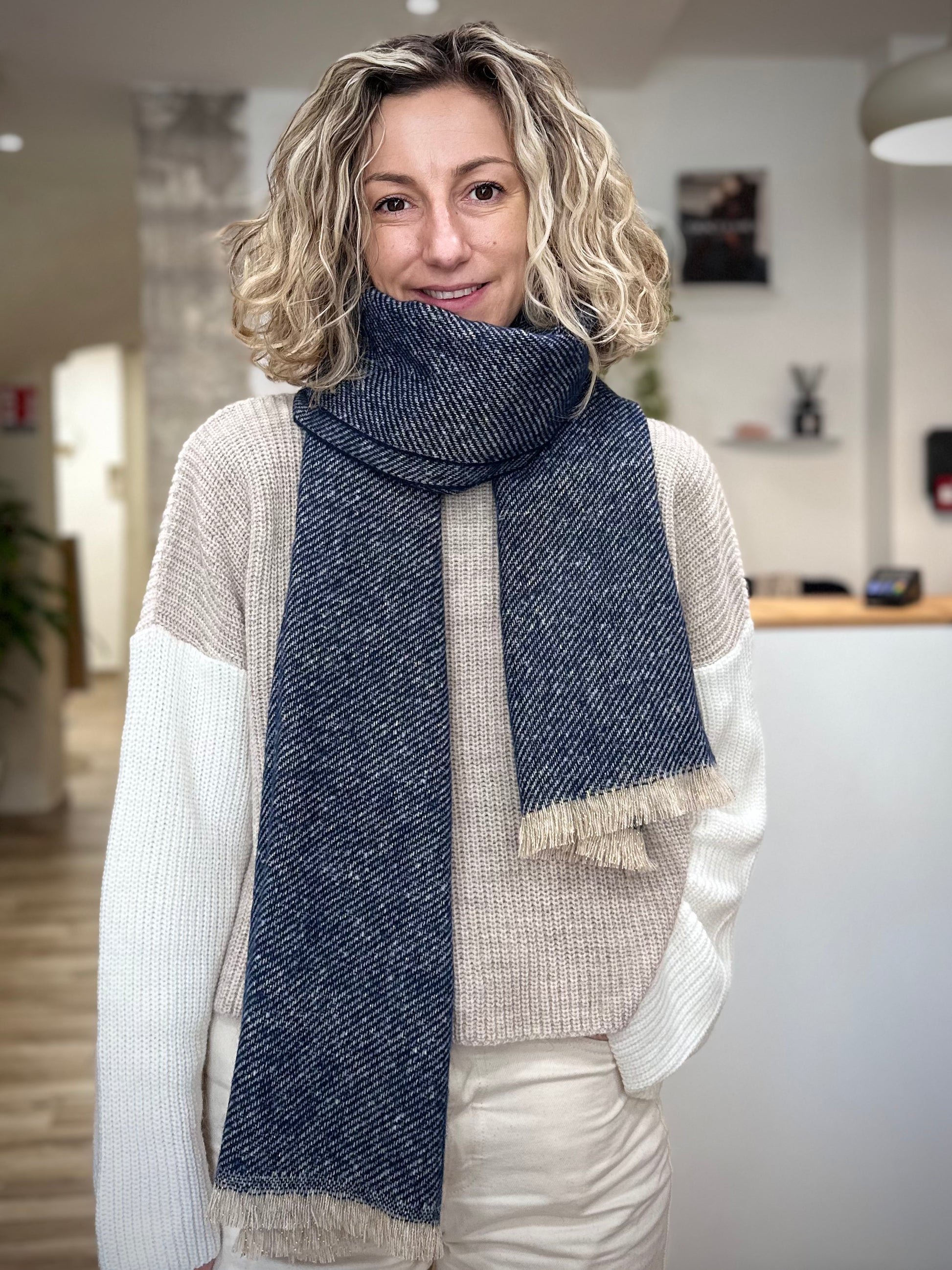 écharpe Mira 90x180 cm bleu marine