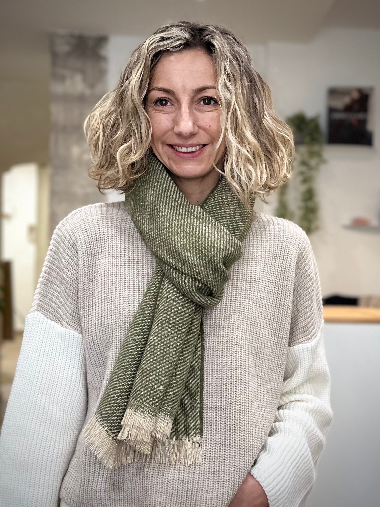 écharpe hiver femme Mira kaki