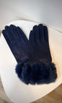 Gants hiver femme bleu marine fourrure synthétique