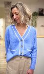 Cardigan bleu chiné femme en maille douce