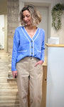 Cardigan bleu chiné femme look casual chic