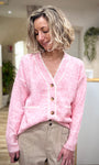 Cardigan rose chiné femme en maille douce