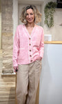 Cardigan rose chiné femme manches longues