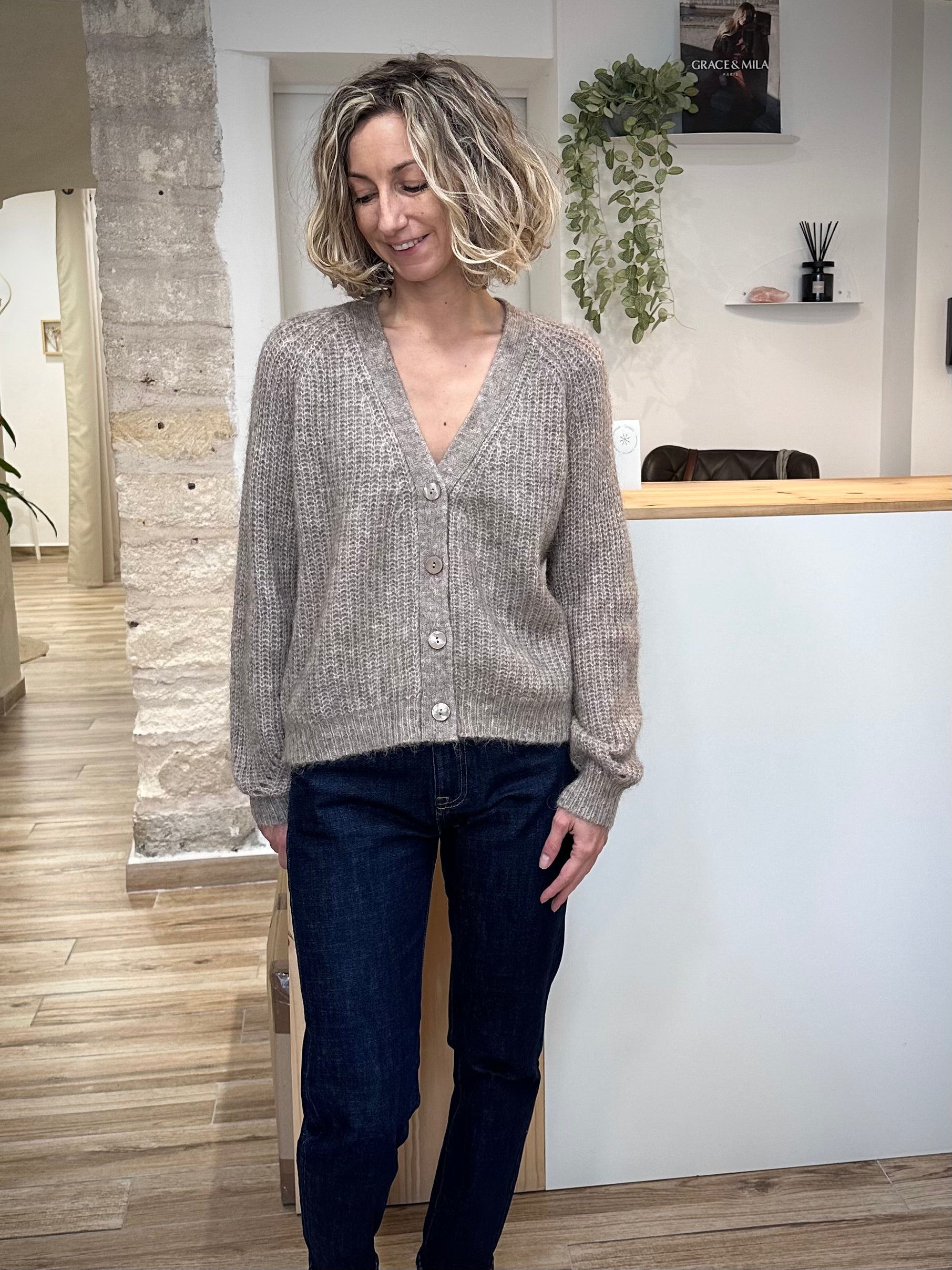 Look automnal avec cardigan laine et alpaga