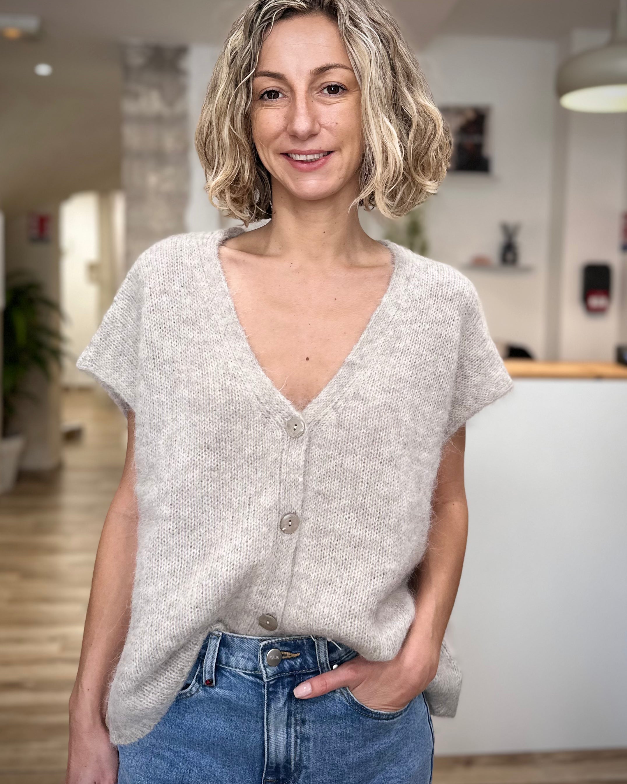 Cardigan femme en alpaga, coupe large et élégante