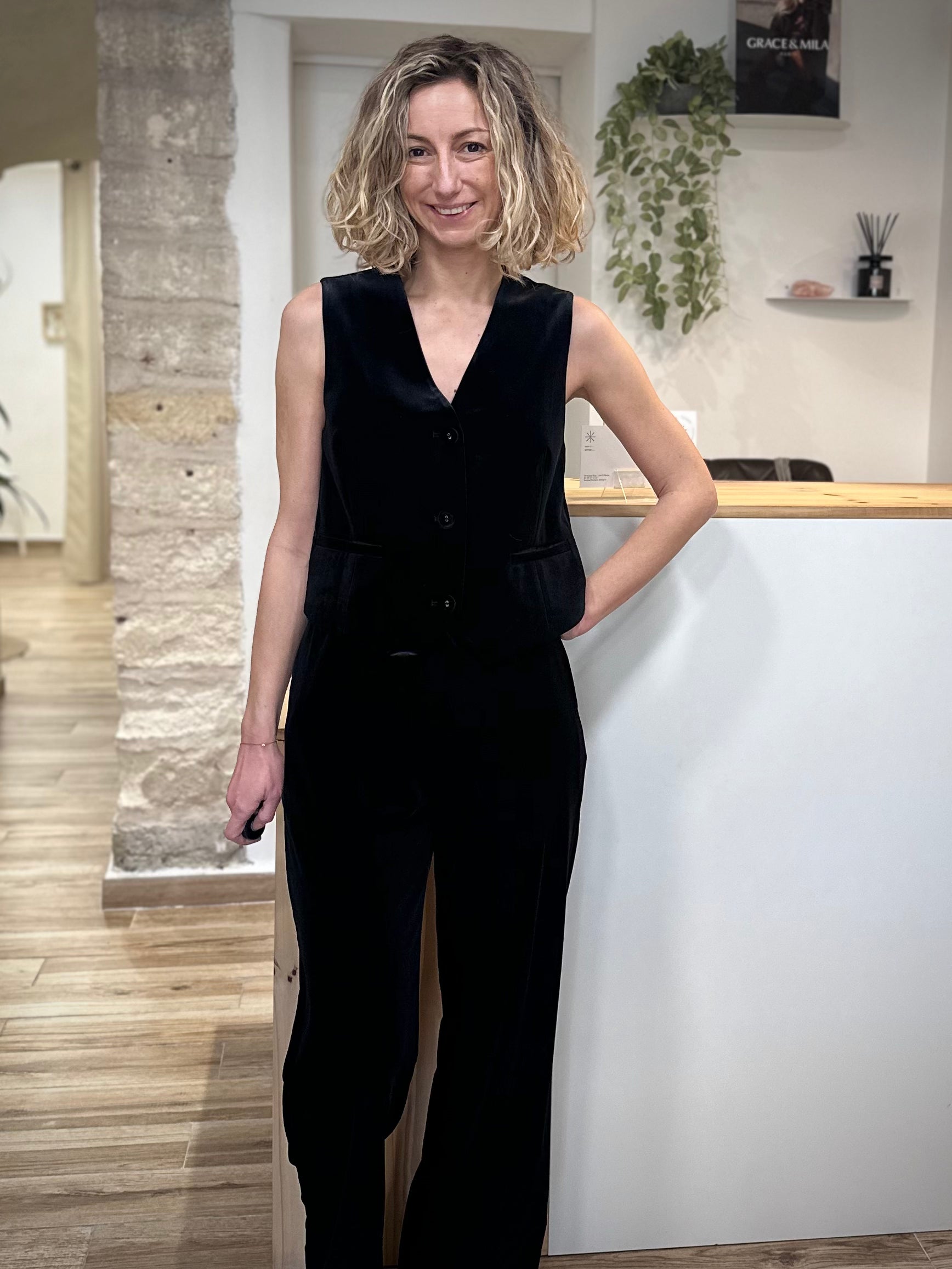 Total look tailleur velours femme