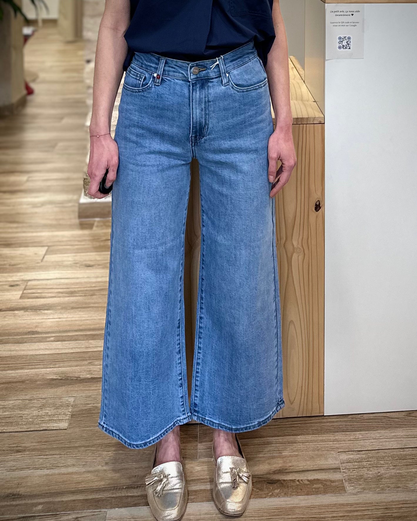 Jean large femme taille mi-haute