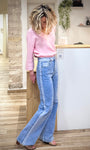 Jean taille haute femme silhouette allongée