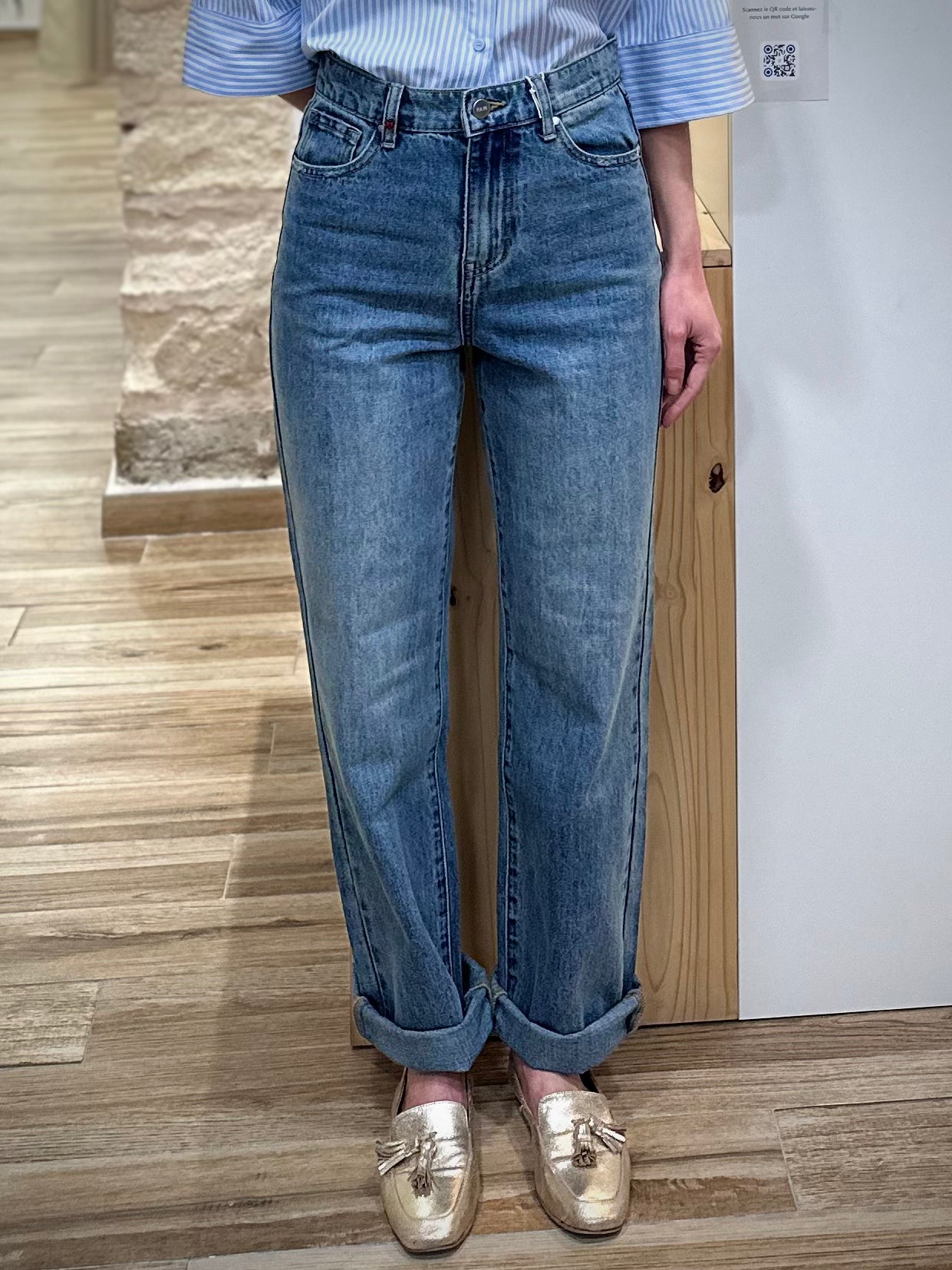 Jean droit long femme silhouette élancée