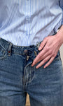 Détail fermeture zip jean pola long