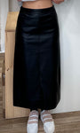 Jupe SIRENE coupe droite en cuir vegan noir