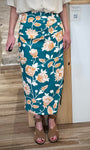 Jupe longue fluide imprimé floral taille haute 