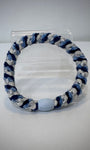 Elastique cheveux Kknekki velours bleu argenté et blanc