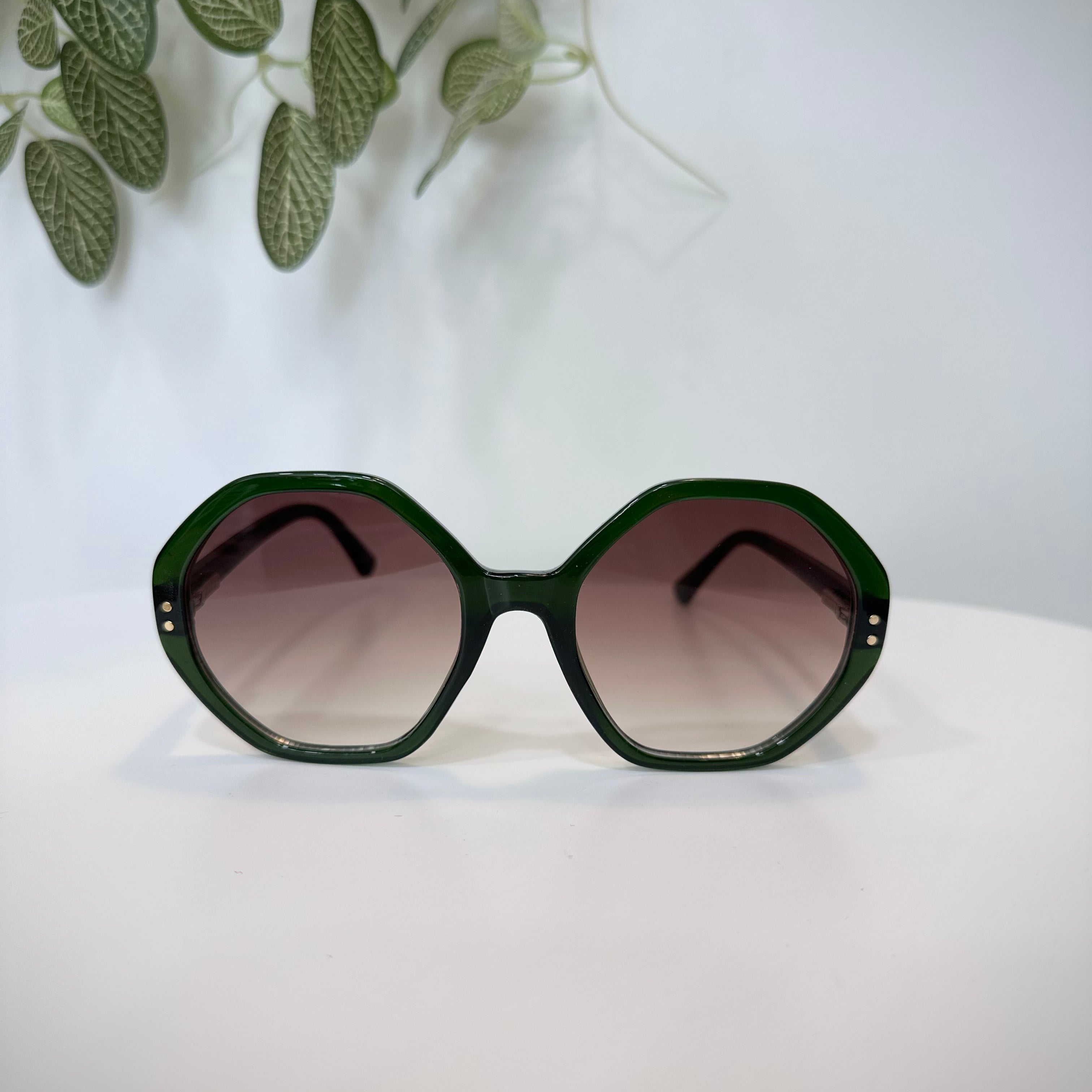 Lunettes rétro femme monture verte transparente 