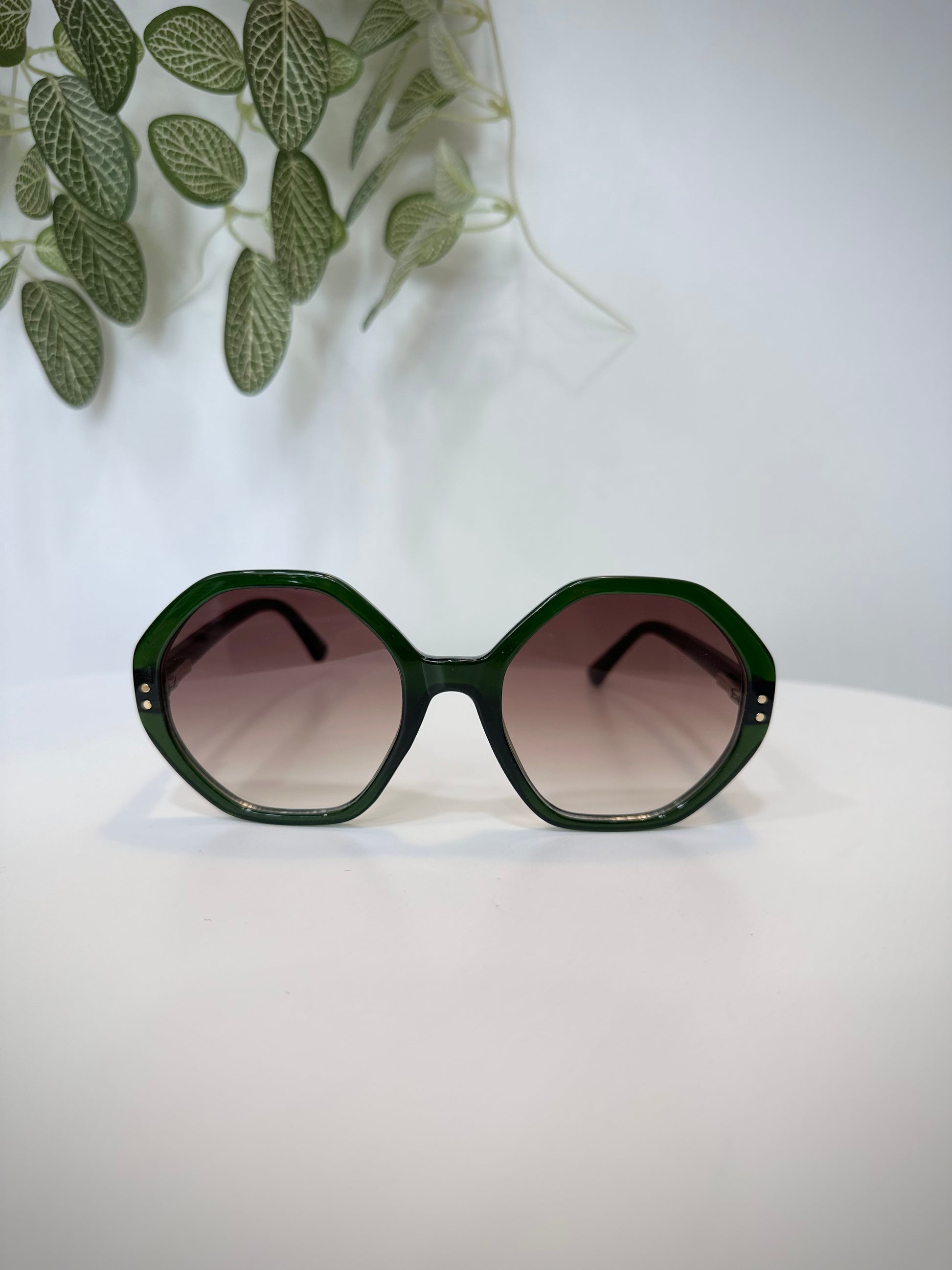Lunettes rétro femme monture verte transparente 