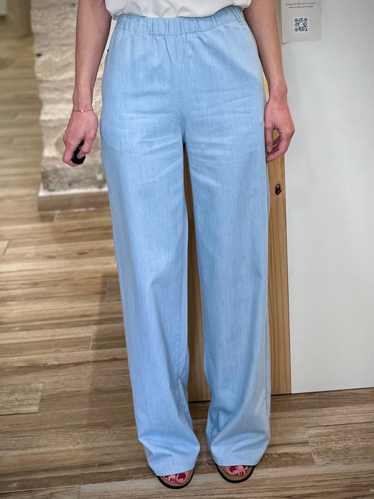 Pantalon coton léger femme coupe évasée été 