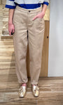 Pantalon beige femme coupe casual chic