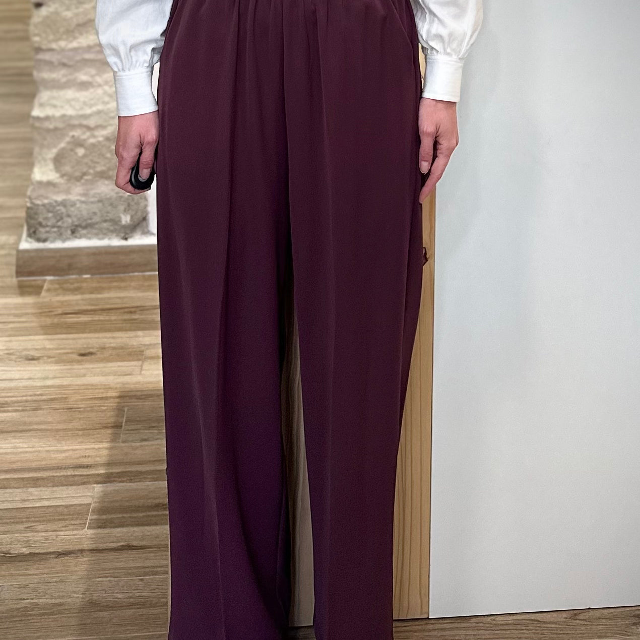 Pantalon bordeaux casual chic femme