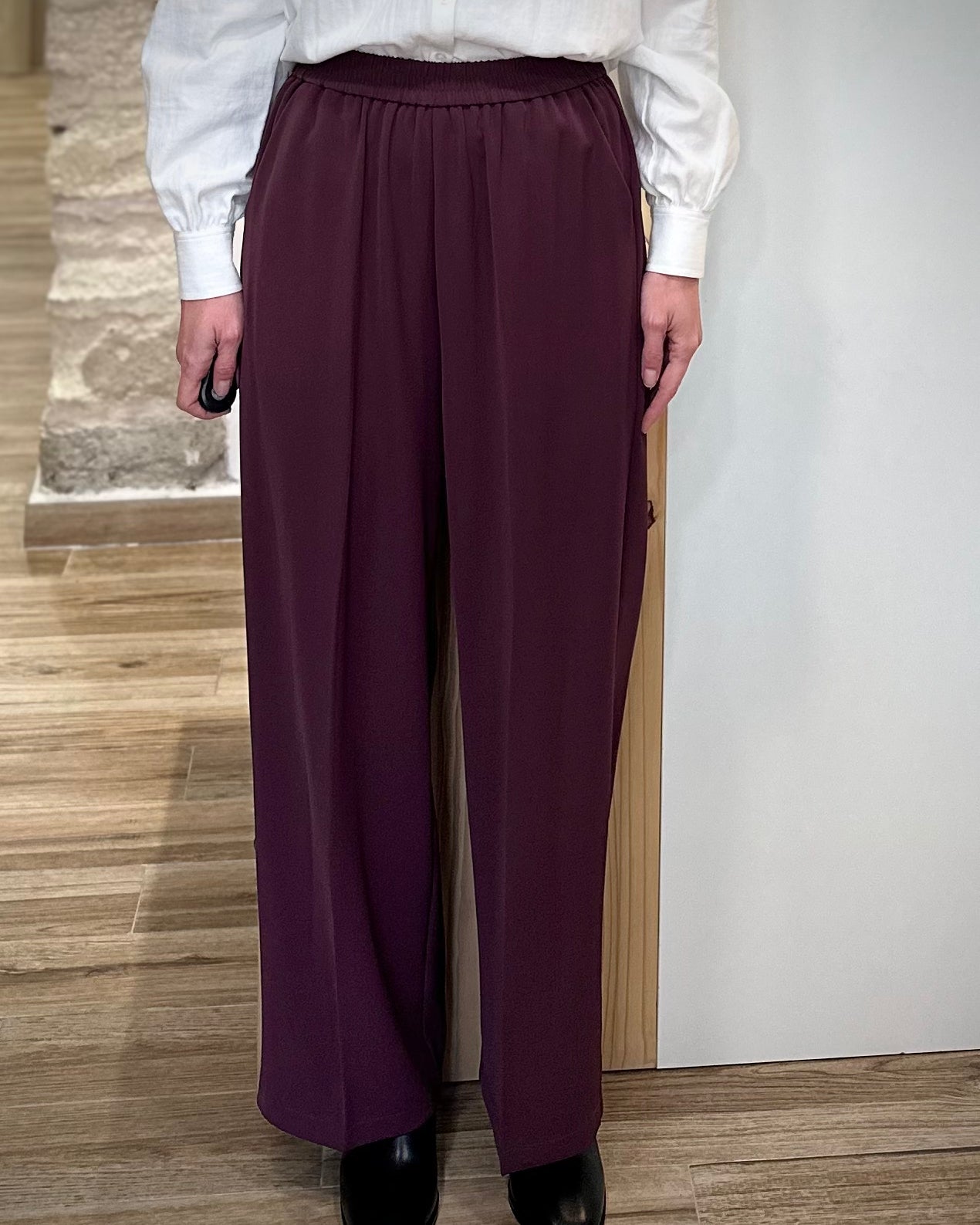 Pantalon bordeaux casual chic femme