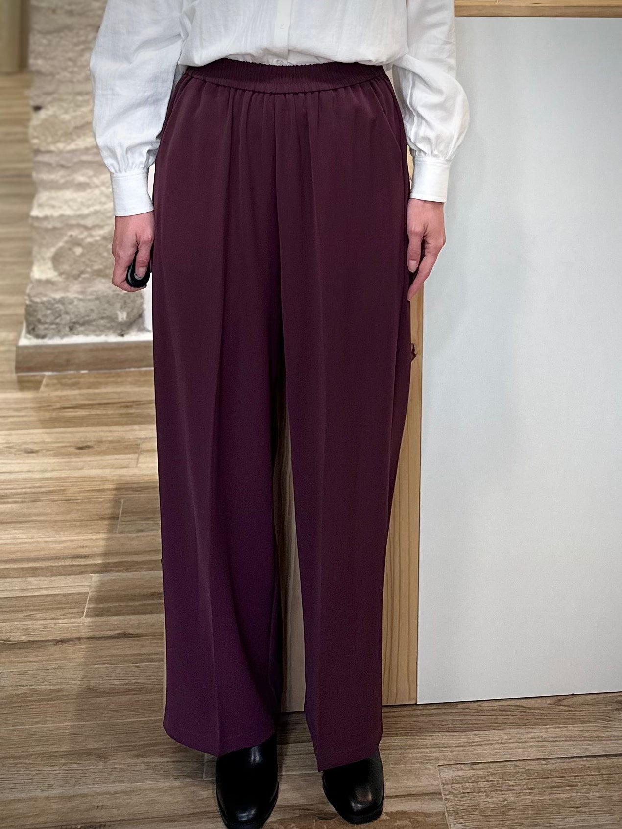 Pantalon bordeaux casual chic femme
