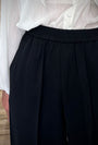 Pantalon noir taille élastiquée femme décontracté chic