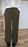 Pantalon large vert forêt fluide avec poches italiennes