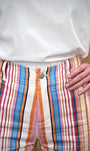 Détail taille haute pantalon rayé Palot femme