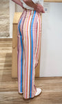 Pantalon coton rayé look printemps été femme de dos