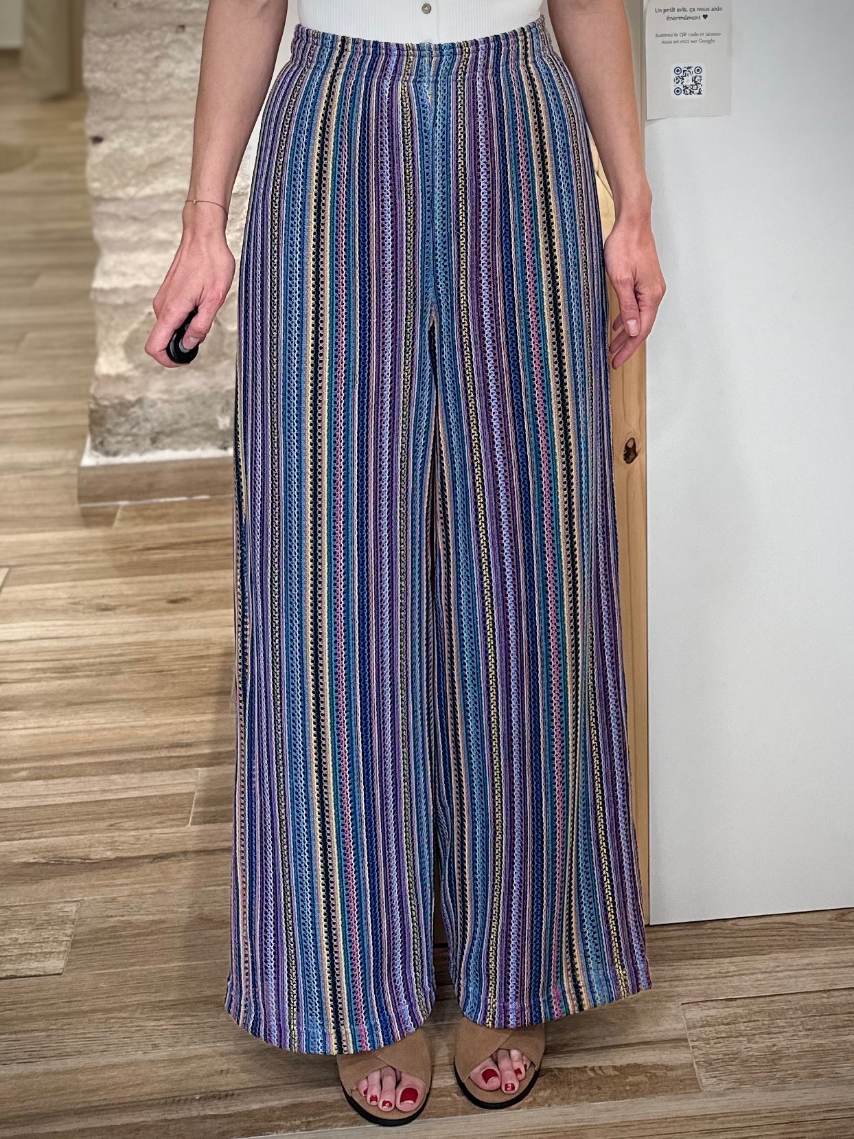 Pantalon crochet multicolore doublé femme été 