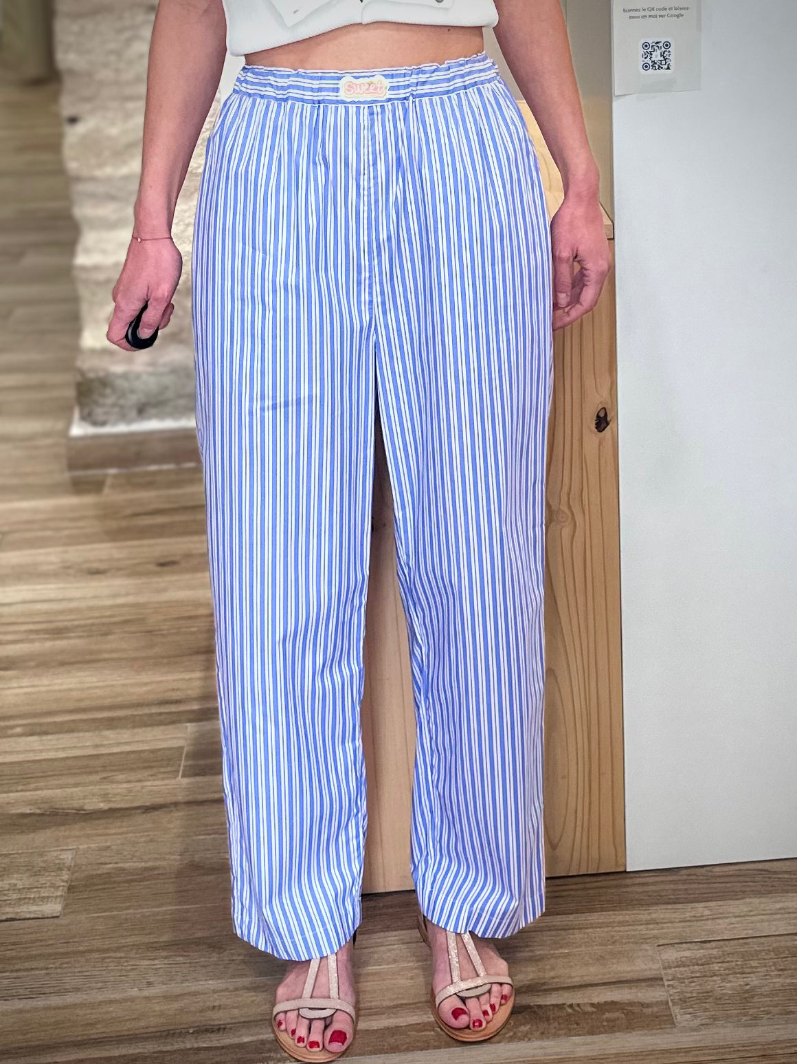 Pantalon rayures verticales femme été 