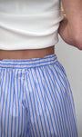 Pantalon femme taille élastiquée rayures de dos