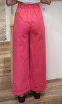 Pantalon en sergé de coton rose de dos