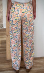 Pantalon fluide femme aux motifs floraux colorés de dos