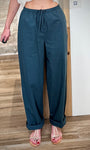 Pantalon vert émeraude fluide en coton 