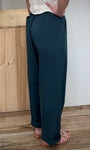 Pantalon long femme couleur émeraude de profil 