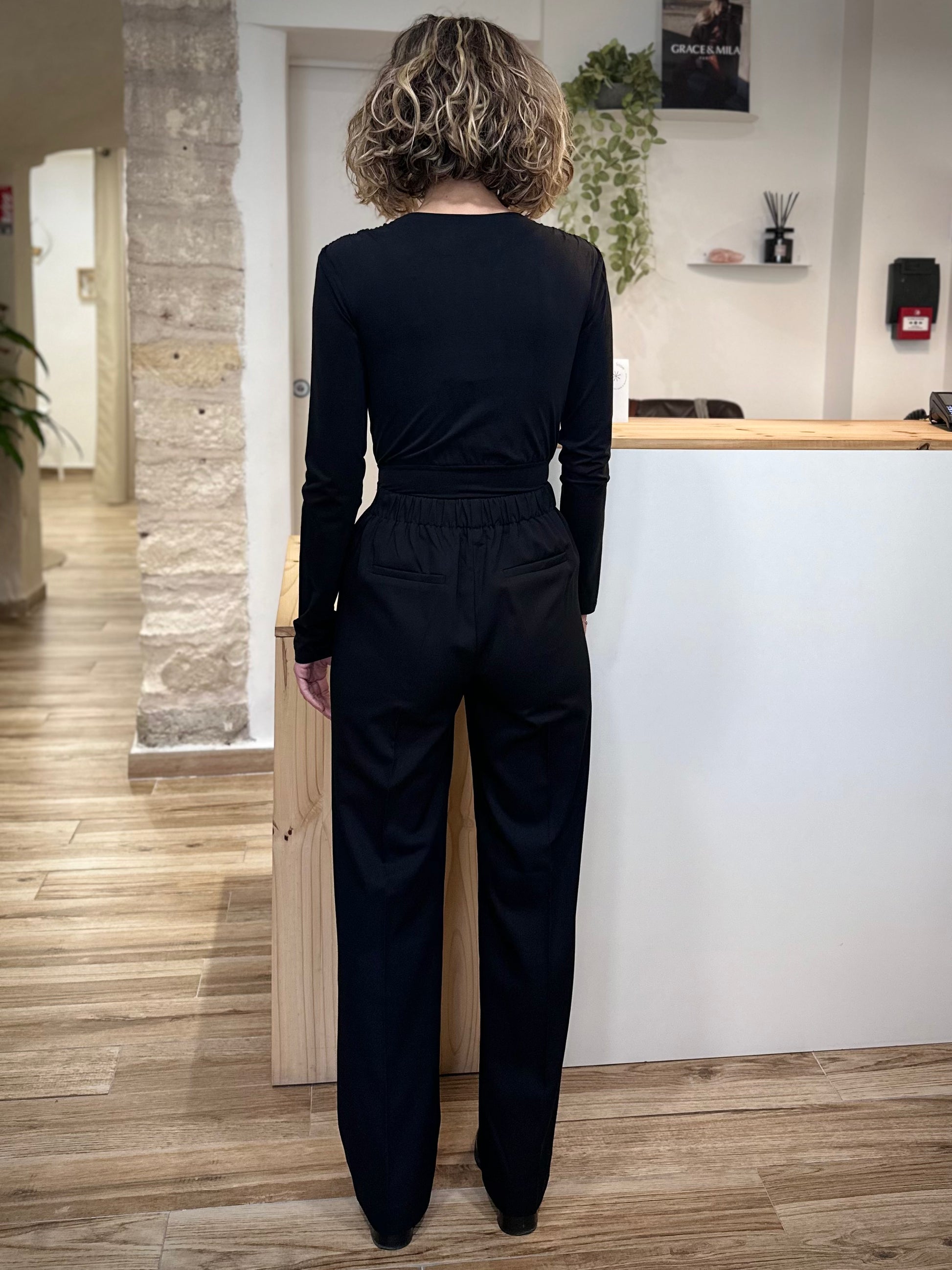 Pantalon fluide STEWART noir de dos